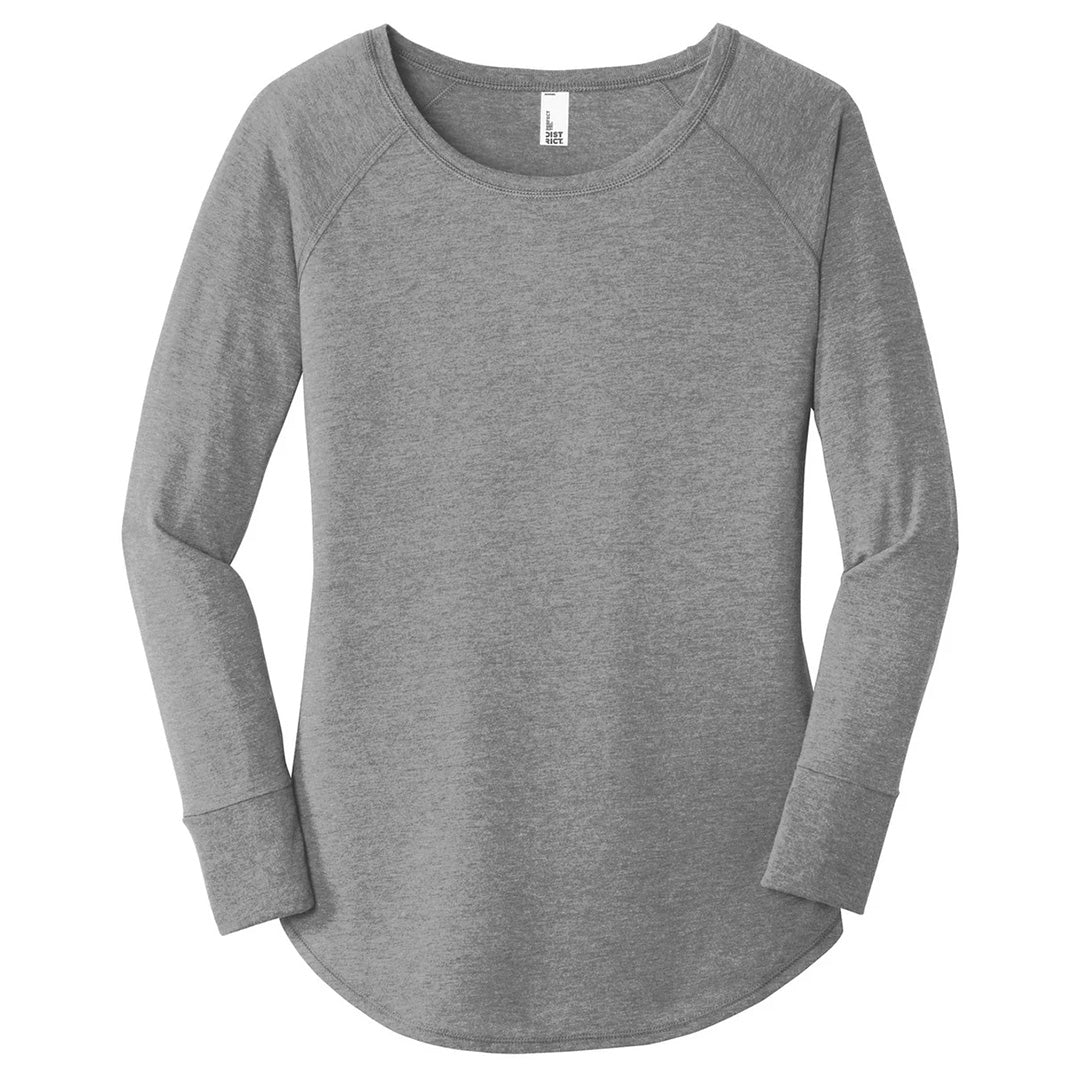 District The Tri Blend Tee | Long Sleeve | Ladies Grey Marle Shirts & Tops
