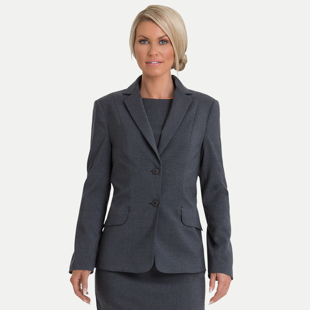 Corporate Comfort The Dianna 2 Button Jacket | Wool Blend Charcoal Suits