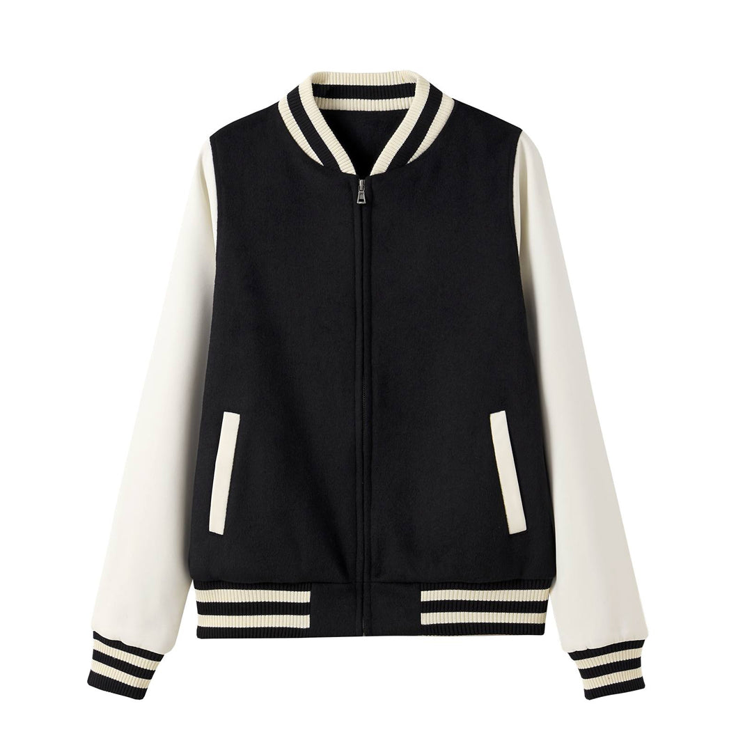 Ramo The Wool Blend Varsity Jacket | Ladies Black/White Coats & Jackets