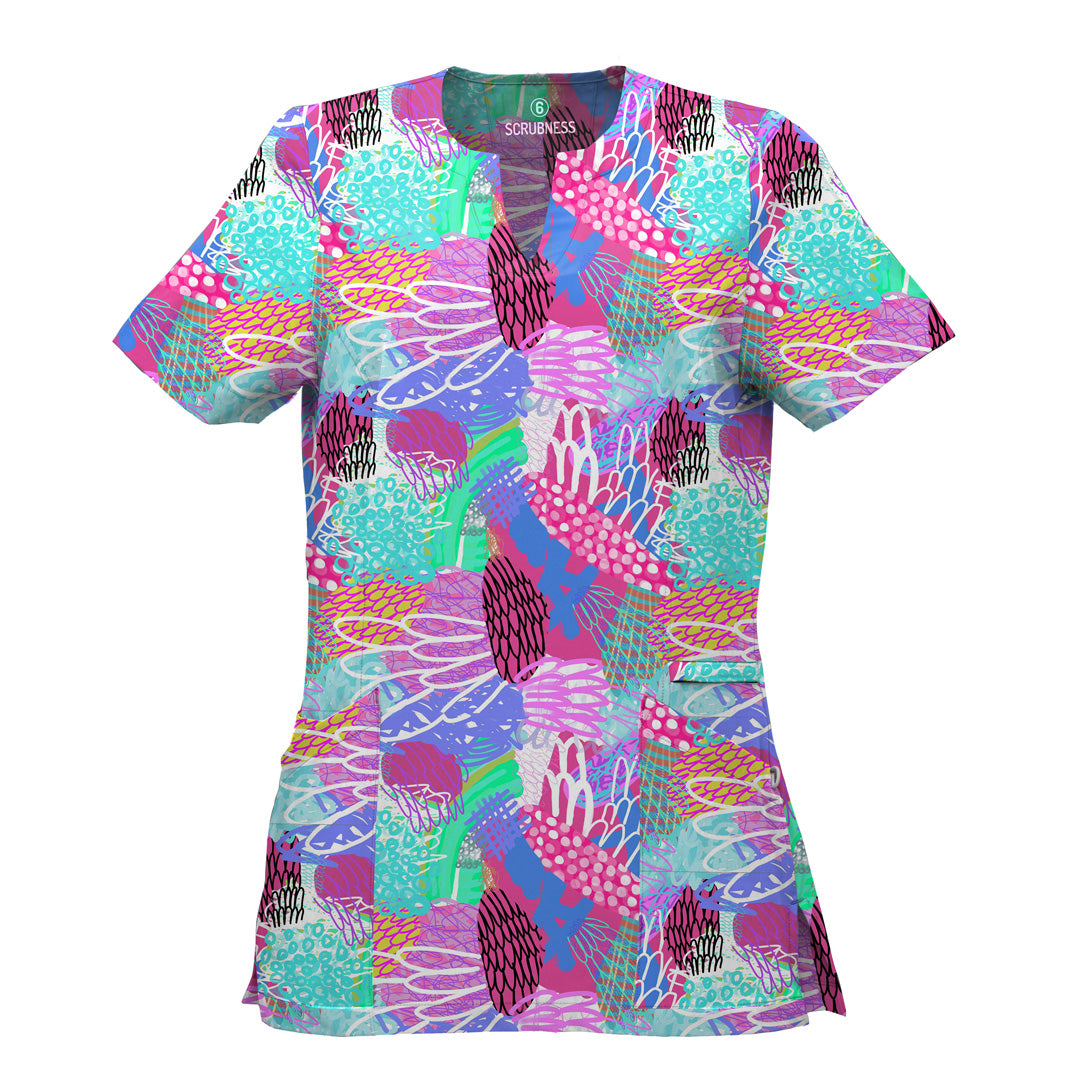 Scrubness The Scrubness Printed Scrub Top | Ladies Gliding Scrubs