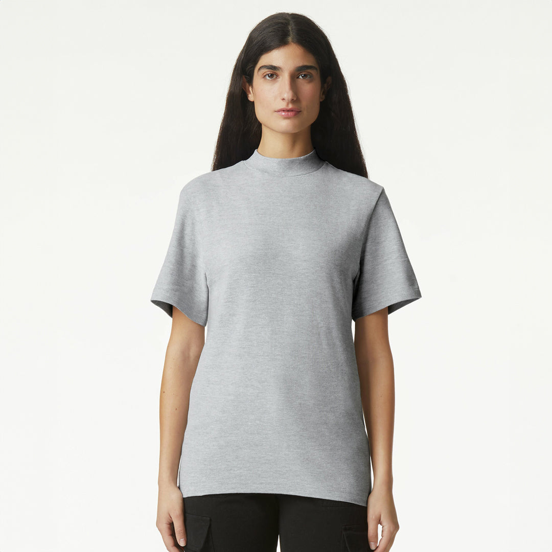 American Apparel The Mock Neck Tee Shirt | Adults Grey Marle Shirts & Tops