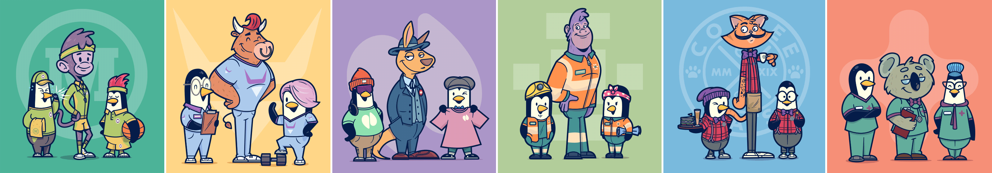 House of uniforms character trio banner desktop