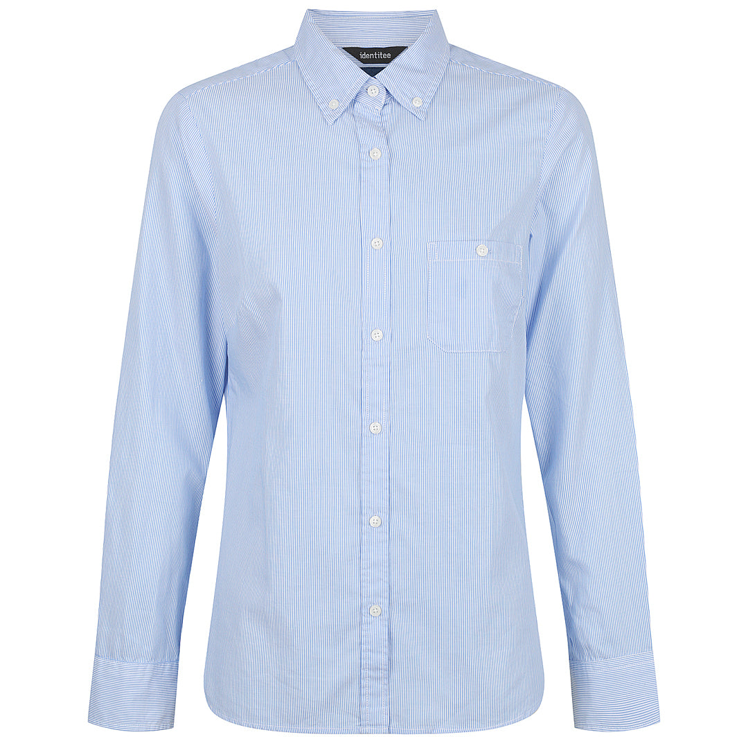 Identitee The Brody Shirt | Ladies | Long Sleeve Sky/White Shirts & Tops