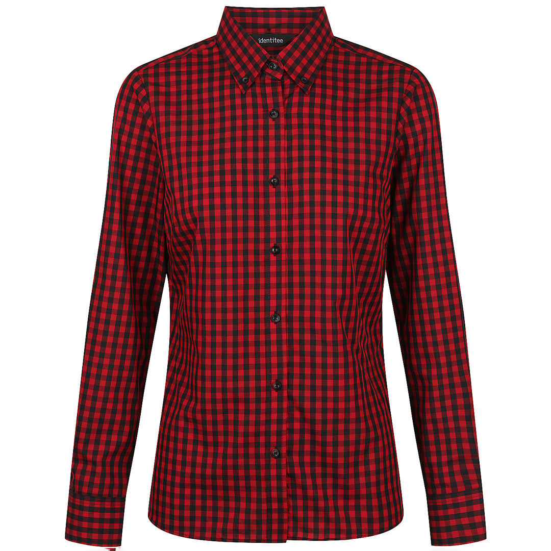 Identitee The Barrett Shirt | Ladies | Long Sleeve Red/Black Check Shirts & Tops