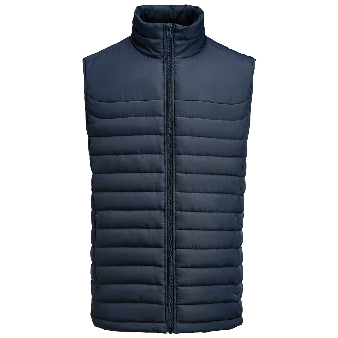 James Harvest The Arches Puffer Vest | Mens Navy Coats & Jackets