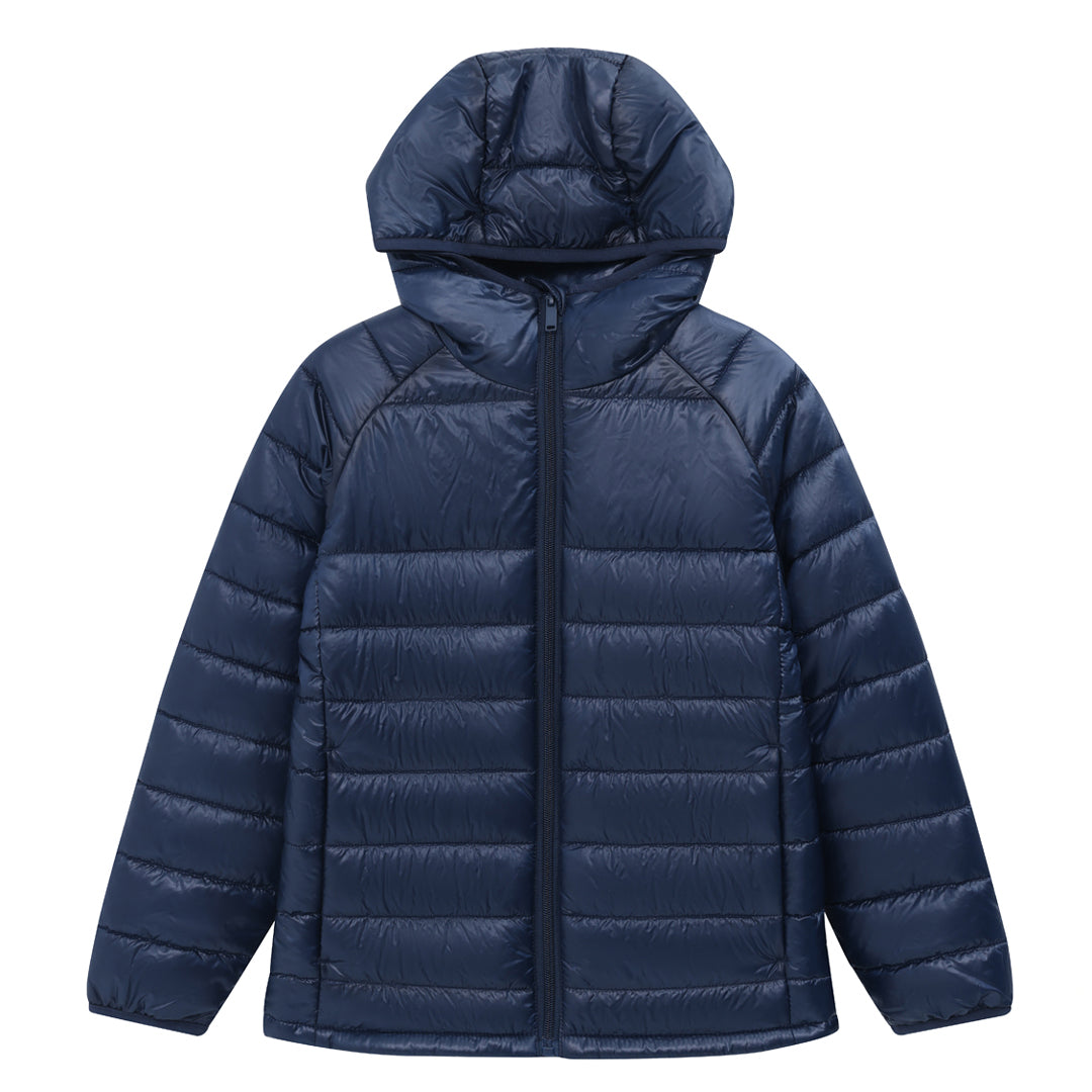 Winning Spirit The Lightweight Hooded Puffer Jacket | Kids Navy Coats & Jackets