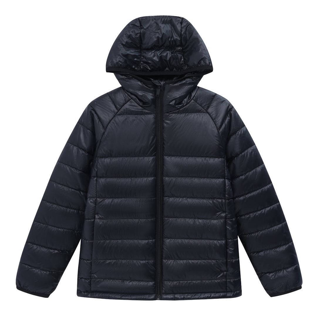 Winning Spirit The Lightweight Hooded Puffer Jacket | Adults Black Coats & Jackets
