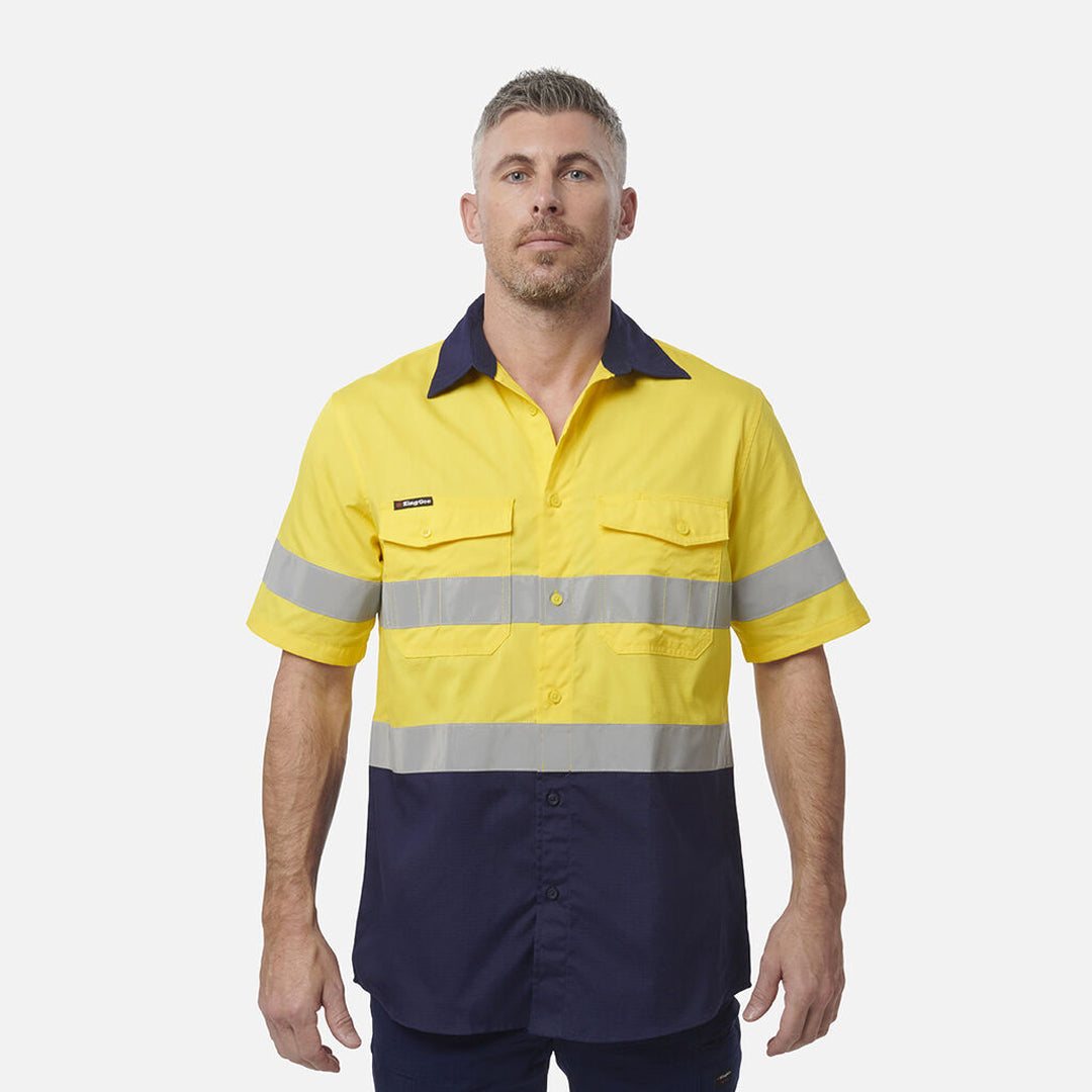 KingGee The Work Cool 2 Spliced Reflective Shirt | Adults | Short Sleeve Work Safety Protective Gear