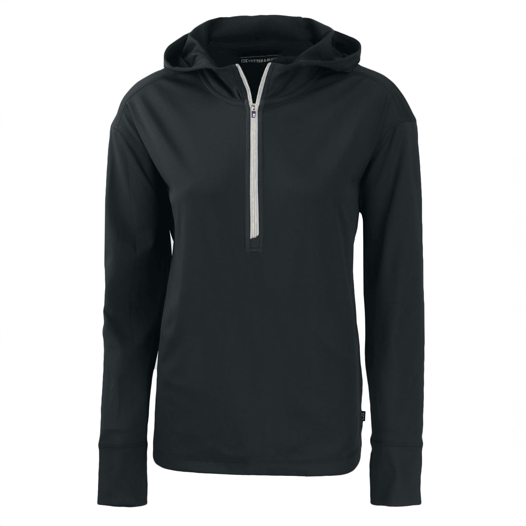 Cutter and Buck The Daybreak Half Zip Hoodie | Ladies Black Shirts & Tops