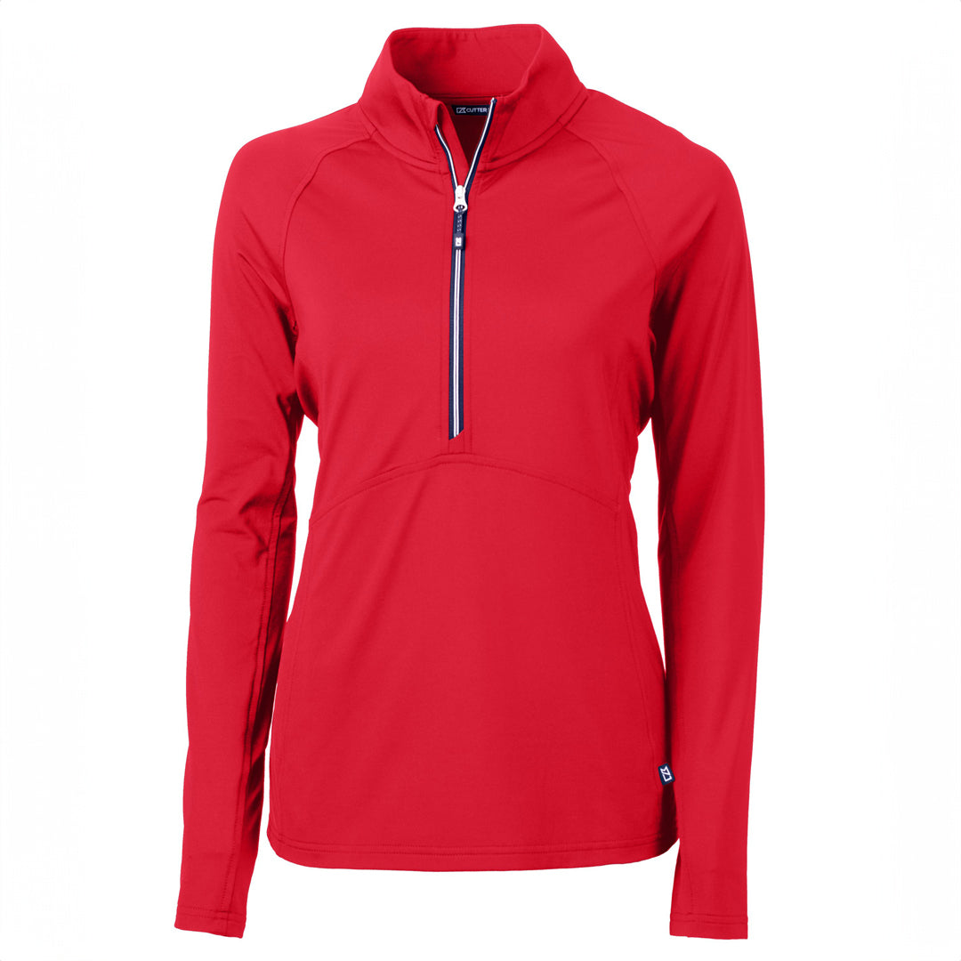 Cutter and Buck The Adapt Half Zip Top | Ladies Red Shirts & Tops