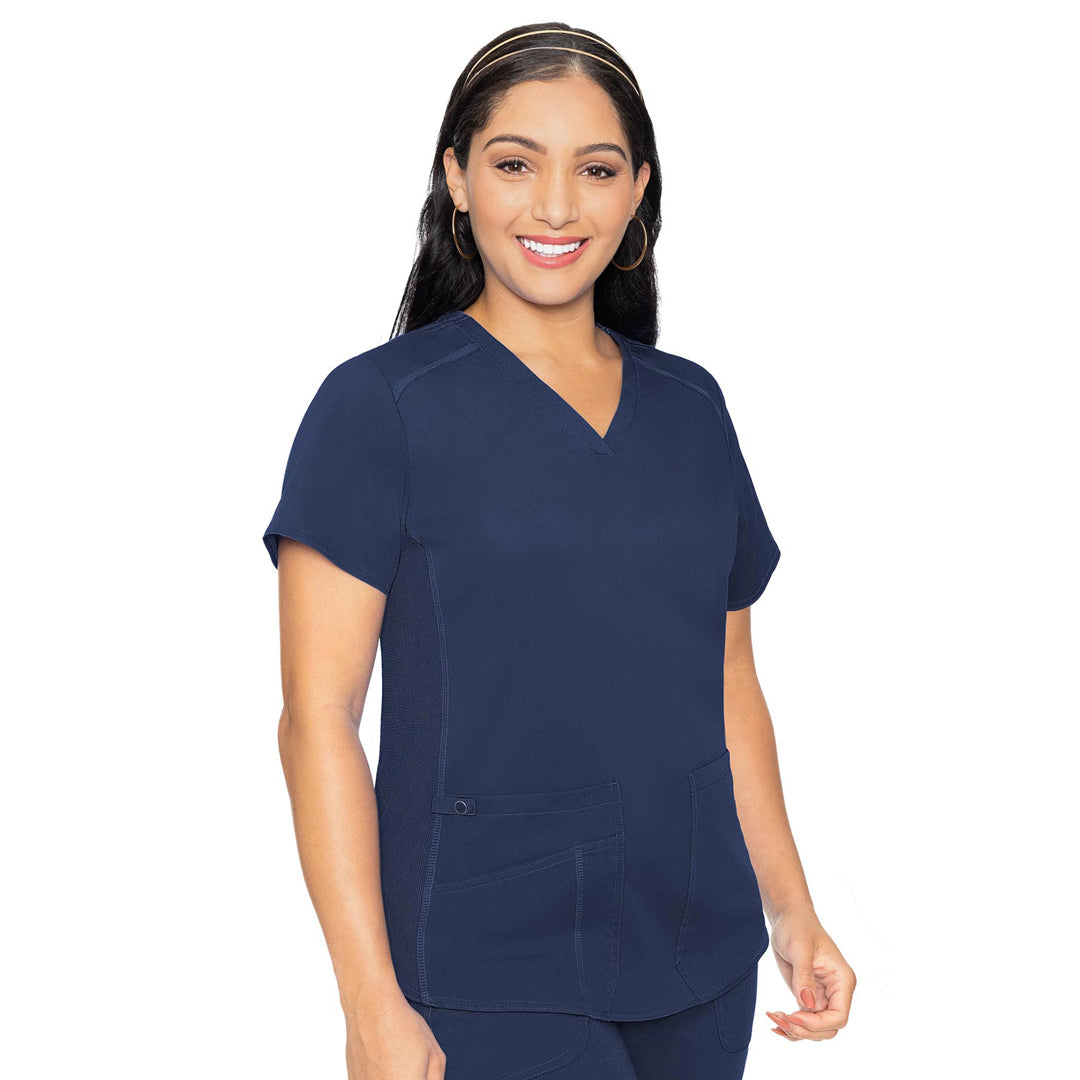 Med Couture The V Neck Shirt Tail Top | Ladies Navy Scrubs