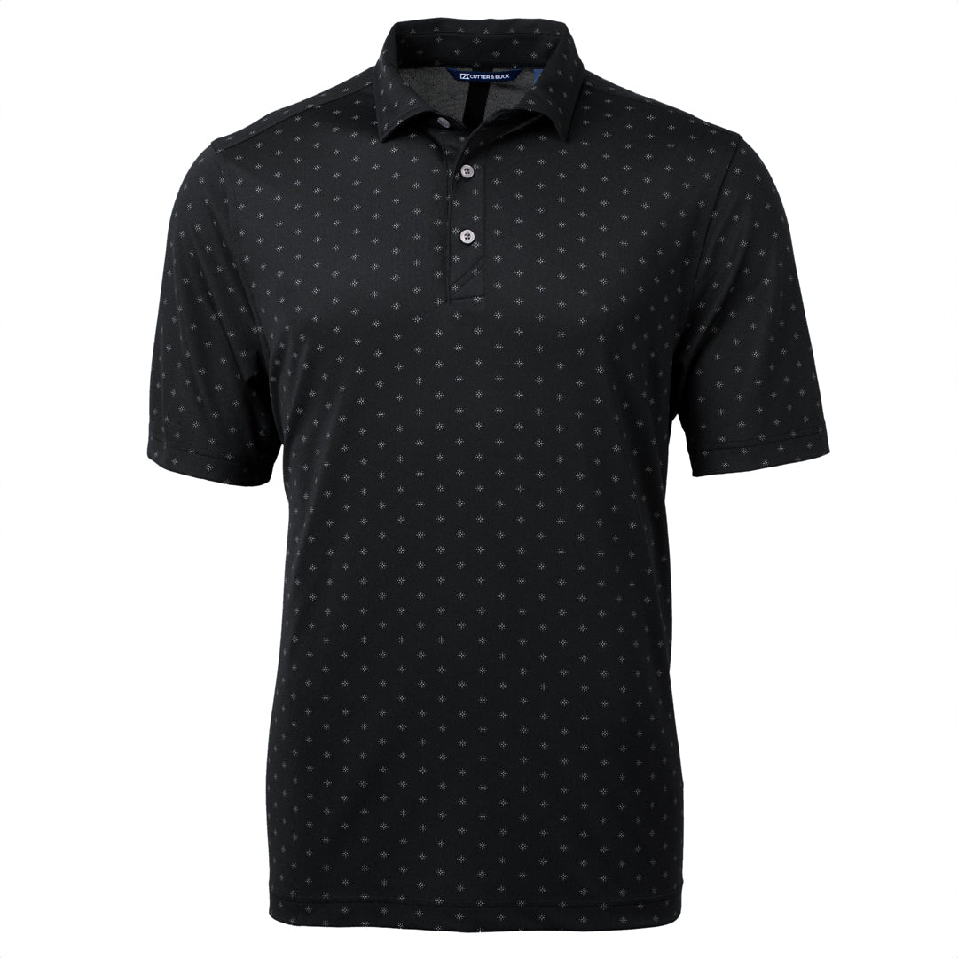 Cutter and Buck The Virtue Tile Print Polo | Mens Black Shirts & Tops