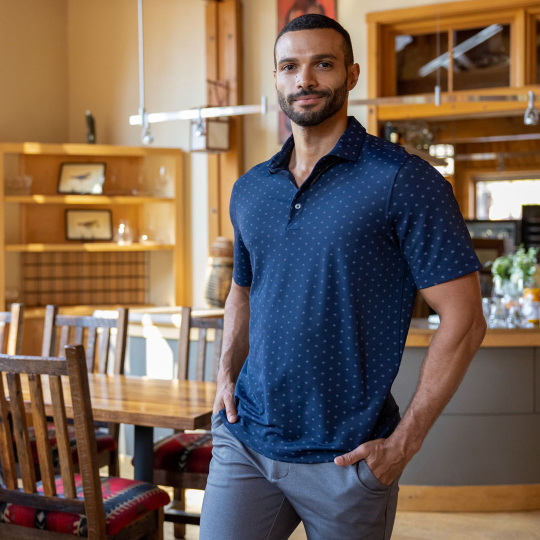 Cutter and Buck The Virtue Tile Print Polo | Mens Shirts & Tops