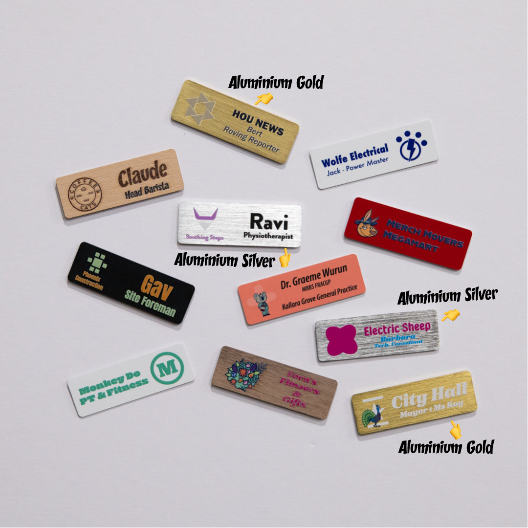House of Uniforms The Aluminium Name Badge | Pin or Magnet Fitting Branding