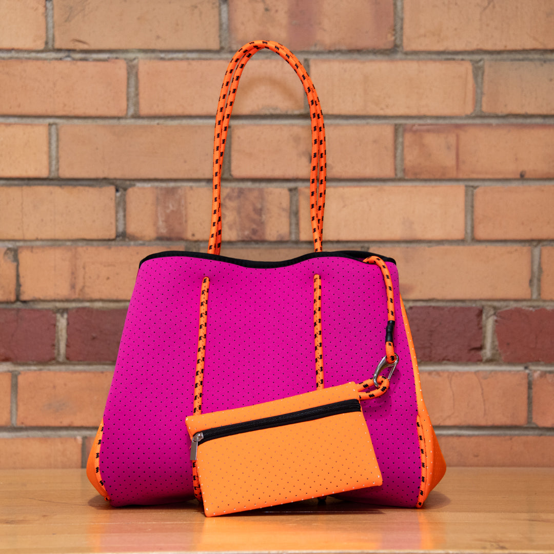 House of Uniforms The Neoprene Tote Bag Hot Pink/Orange Shopping Totes