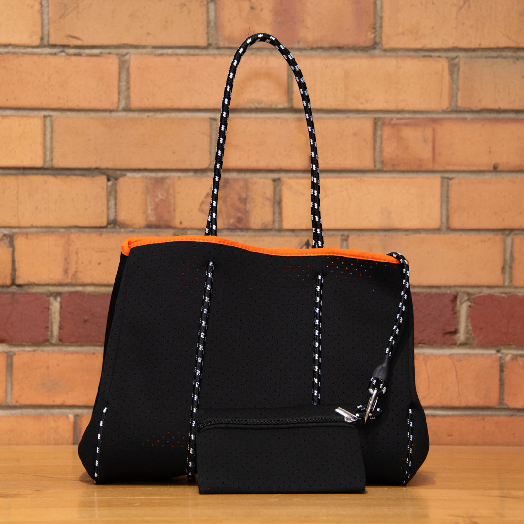 House of Uniforms The Neoprene Tote Bag Black/Orange Shopping Totes