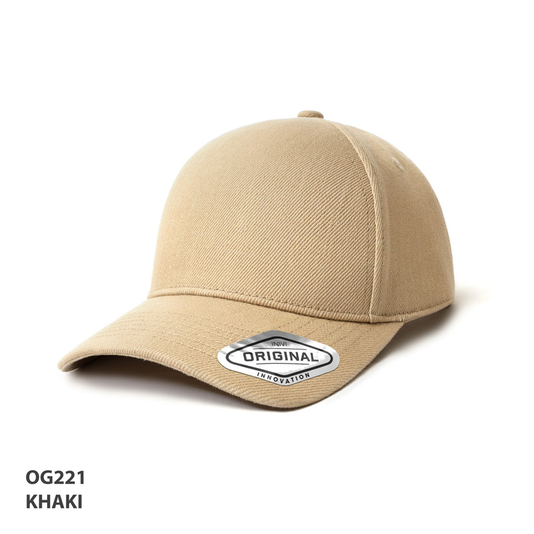 Inivi The Seamless Front Heavy Cotton Cap | 5 Panel Khaki-as Hats
