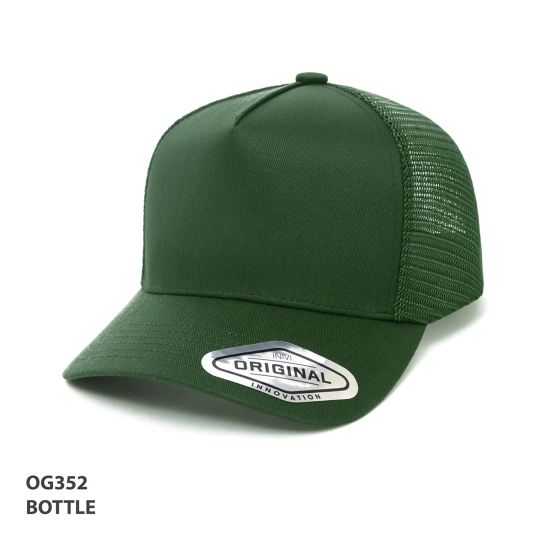 Inivi The A-Frame Seamless Front Mesh Cap | 5 Panel Green Hats