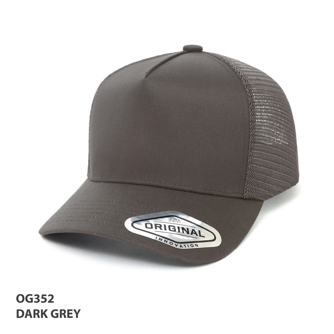 Inivi The A-Frame Seamless Front Mesh Cap | 5 Panel Dark Grey Hats