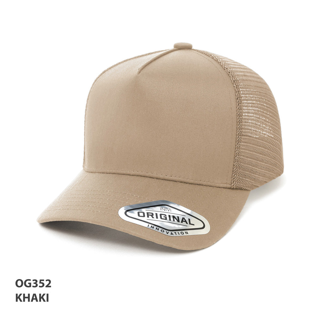 Inivi The A-Frame Seamless Front Mesh Cap | 5 Panel Khaki-as Hats