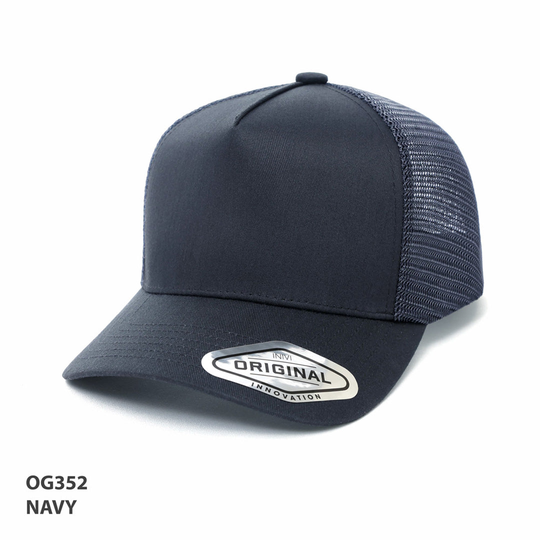 Inivi The A-Frame Seamless Front Mesh Cap | 5 Panel Navy Hats