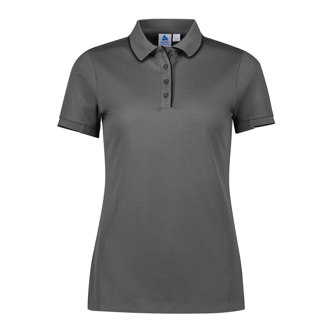 Biz Collection The Focus Polo | Short Sleeve | Ladies Ash/Black Shirts & Tops