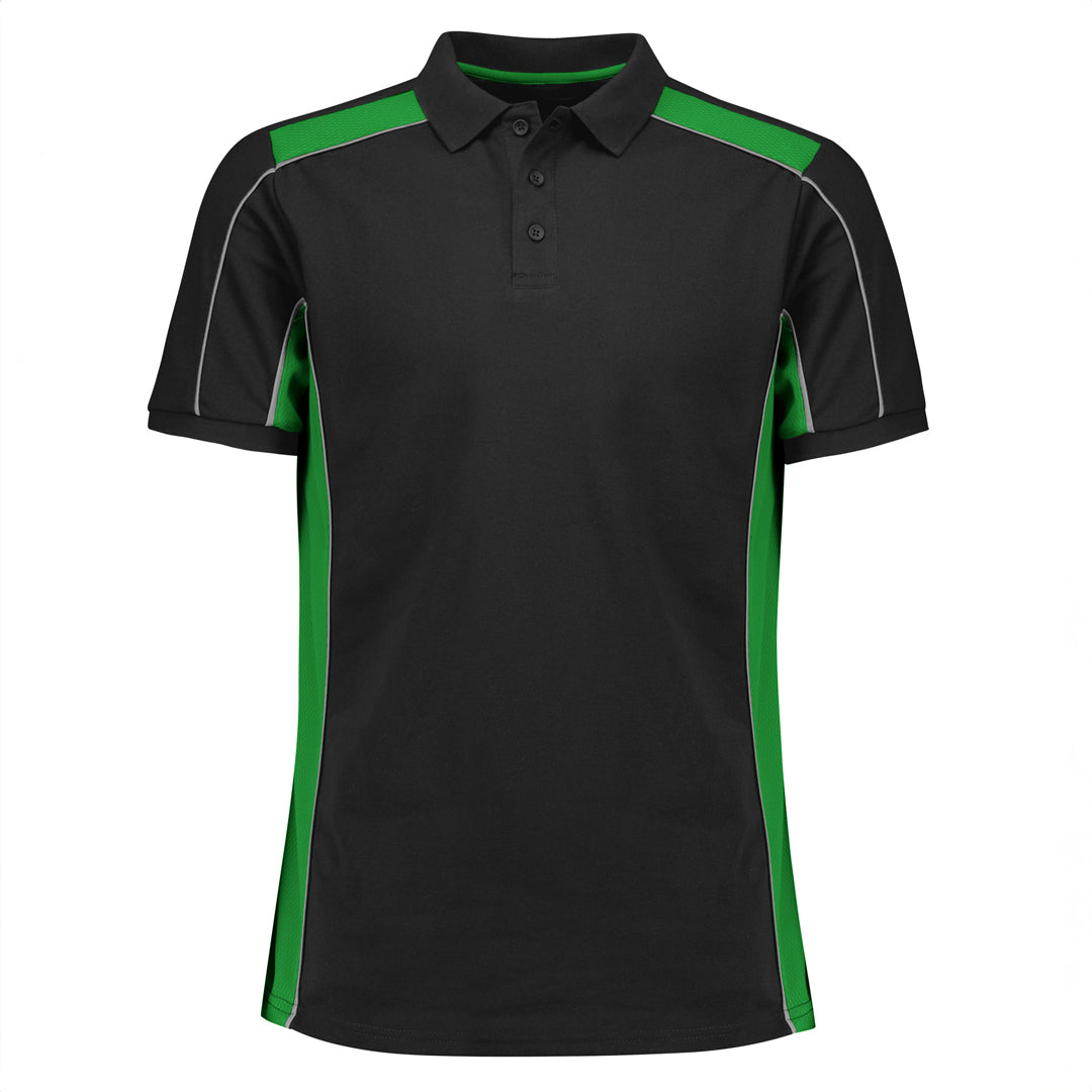 Biz Collection The Grid Polo | Adults | Short Sleeve Black/Green Shirts & Tops