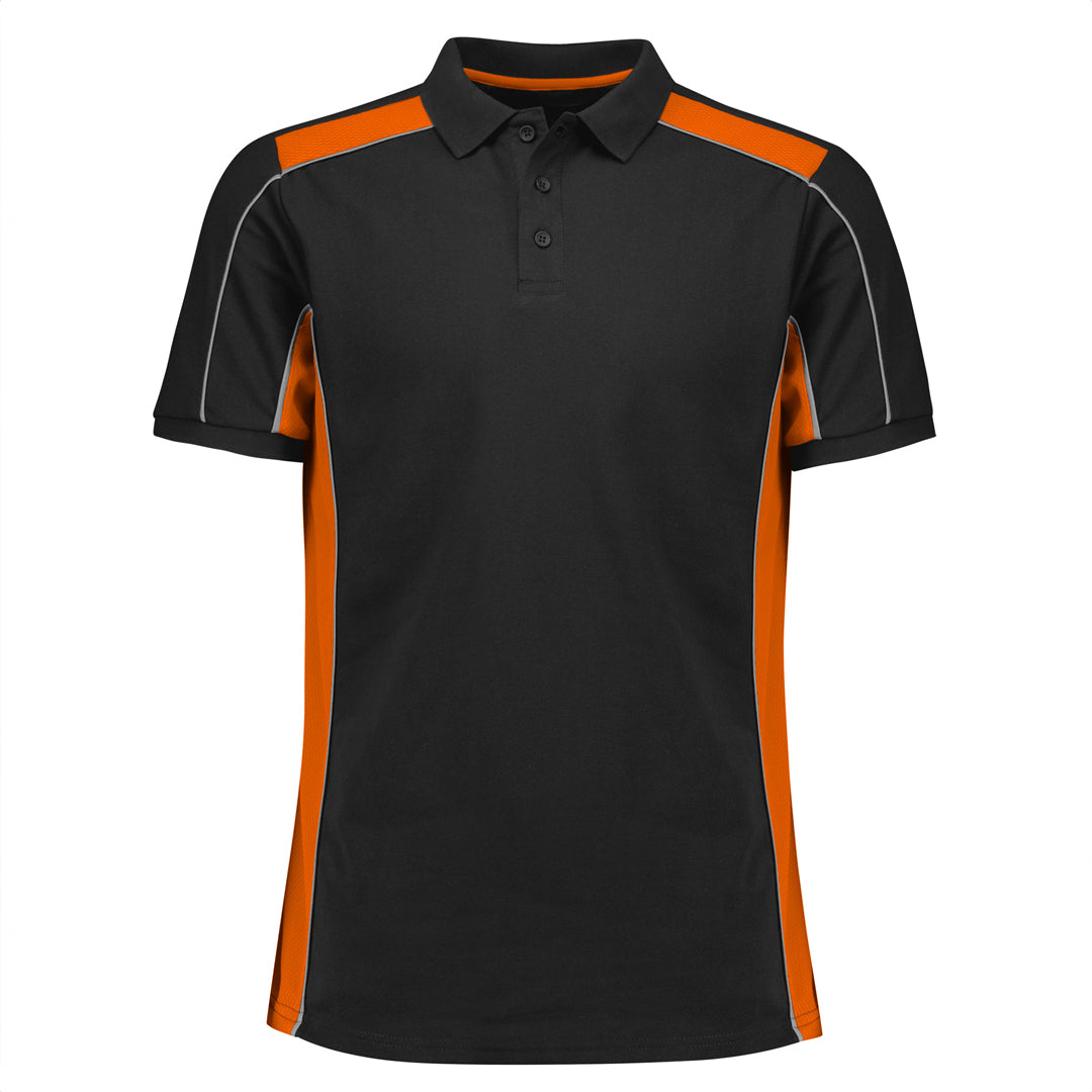 Biz Collection The Grid Polo | Adults | Short Sleeve Black/Orange Shirts & Tops