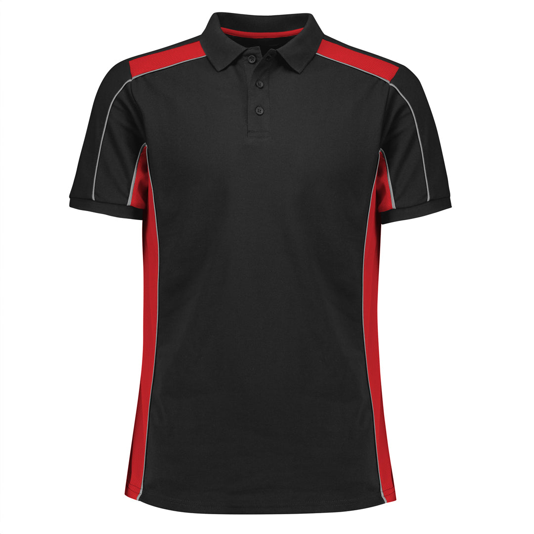 Biz Collection The Grid Polo | Adults | Short Sleeve Black/Red Shirts & Tops