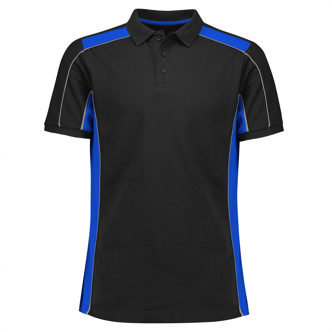 Biz Collection The Grid Polo | Adults | Short Sleeve Black/Royal Shirts & Tops