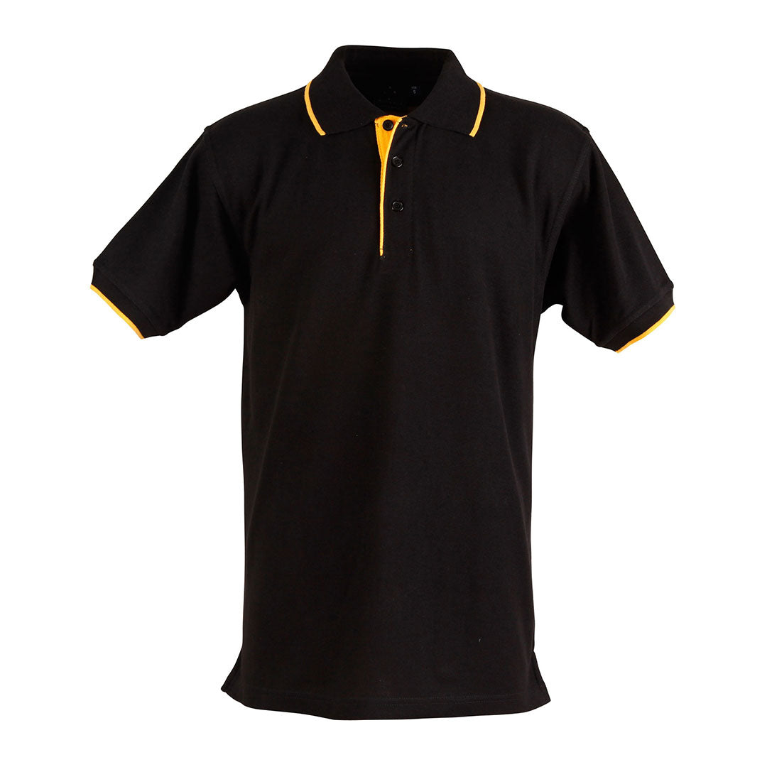 Winning Spirit The Liberty Contrast Polo | Mens Black/Gold Shirts & Tops