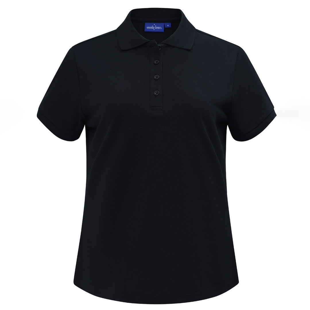 Winning Spirit The Womens Classic Pique Polo | Ladies | Short Sleeve Black Shirts & Tops