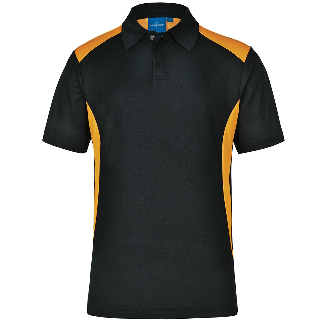 Winning Spirit The Winner Contrast Polo | Mens | Dark Colours Black/Gold Shirts & Tops