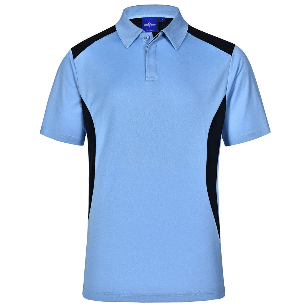 Winning Spirit The Winner Contrast Polo | Mens | Bright Colours Sky Blue/Navy Shirts & Tops