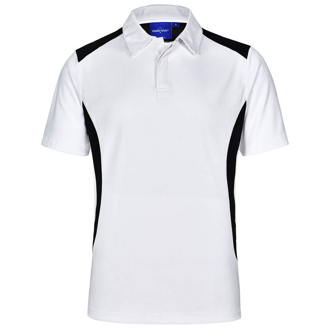 Winning Spirit The Winner Contrast Polo | Mens | Bright Colours White/Black Shirts & Tops
