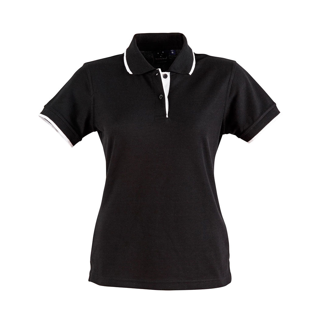 Winning Spirit The Liberty Contrast Polo | Ladies Black/White Shirts & Tops