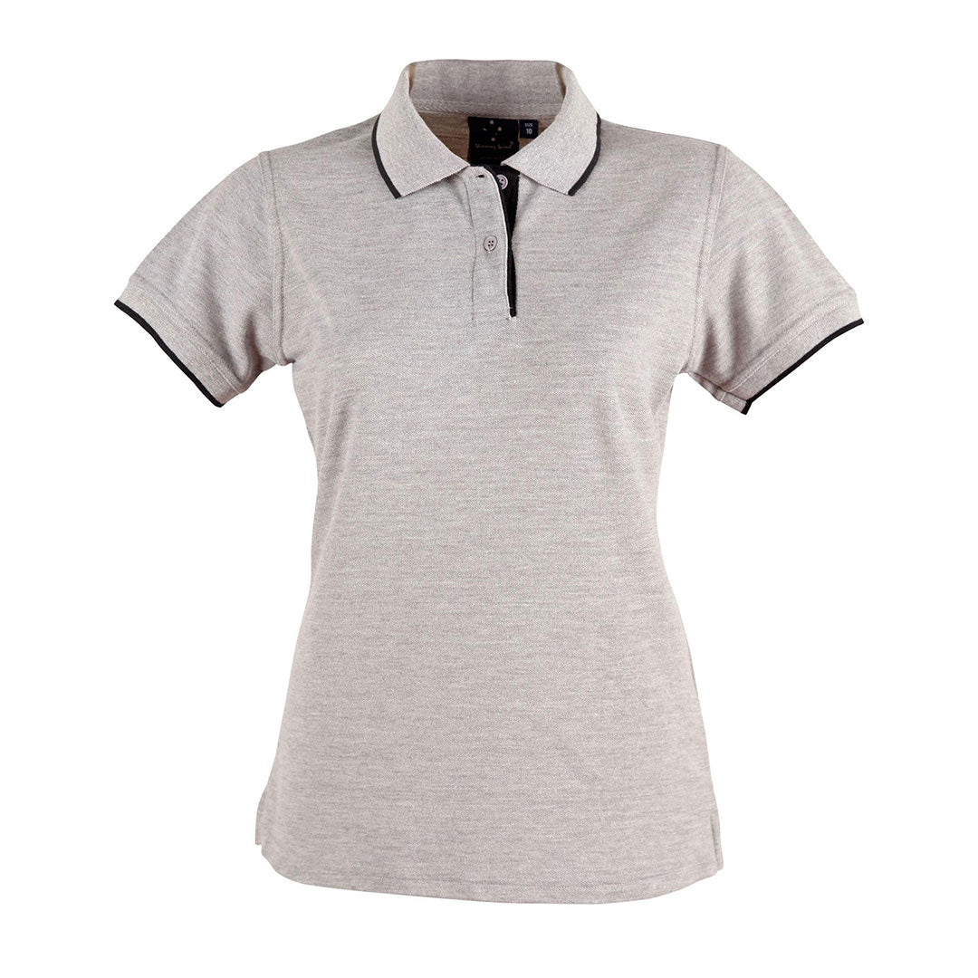 Winning Spirit The Liberty Contrast Polo | Ladies Grey/Black Shirts & Tops