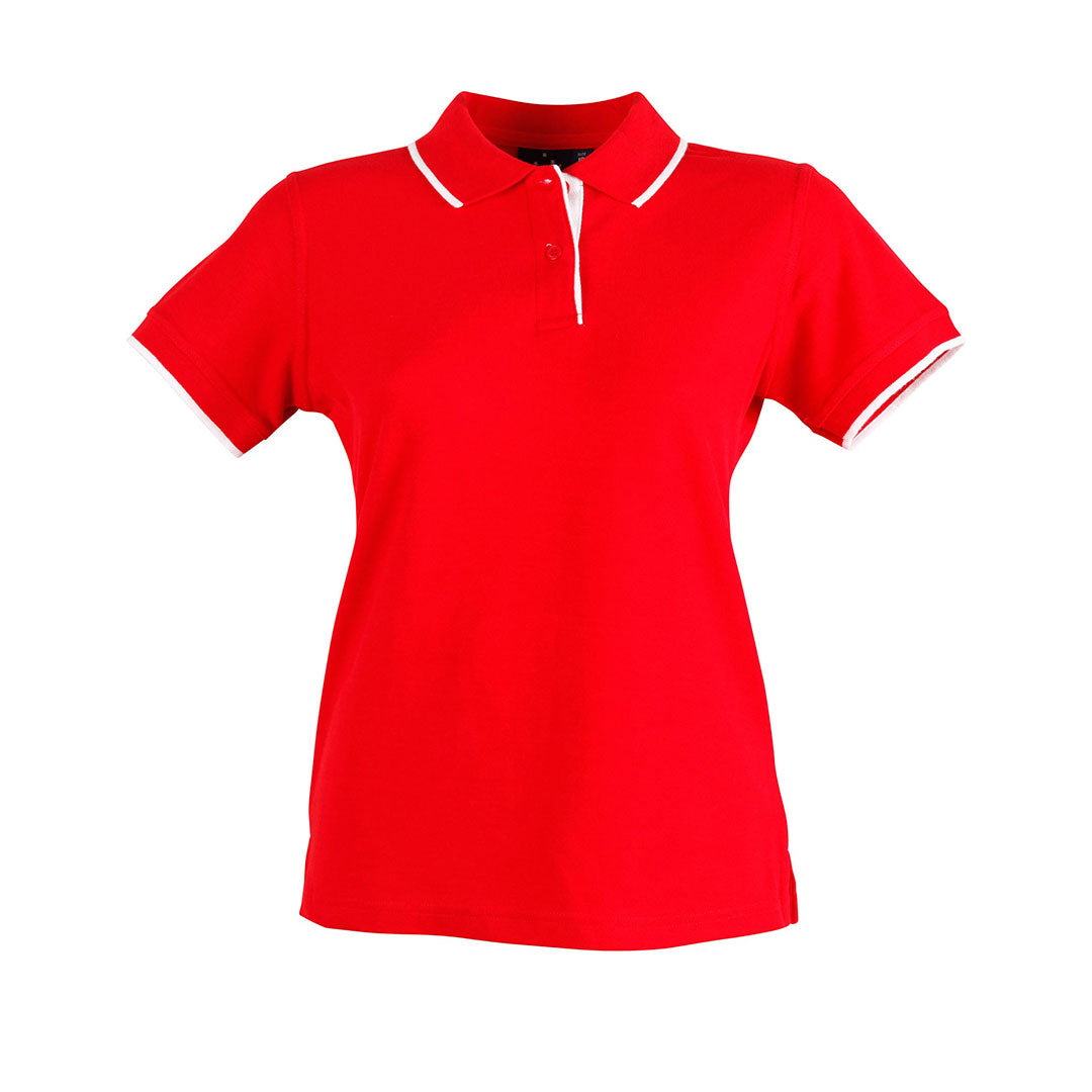 Winning Spirit The Liberty Contrast Polo | Ladies Red/White Shirts & Tops