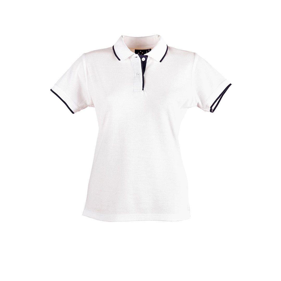 Winning Spirit The Liberty Contrast Polo | Ladies White/Navy Shirts & Tops