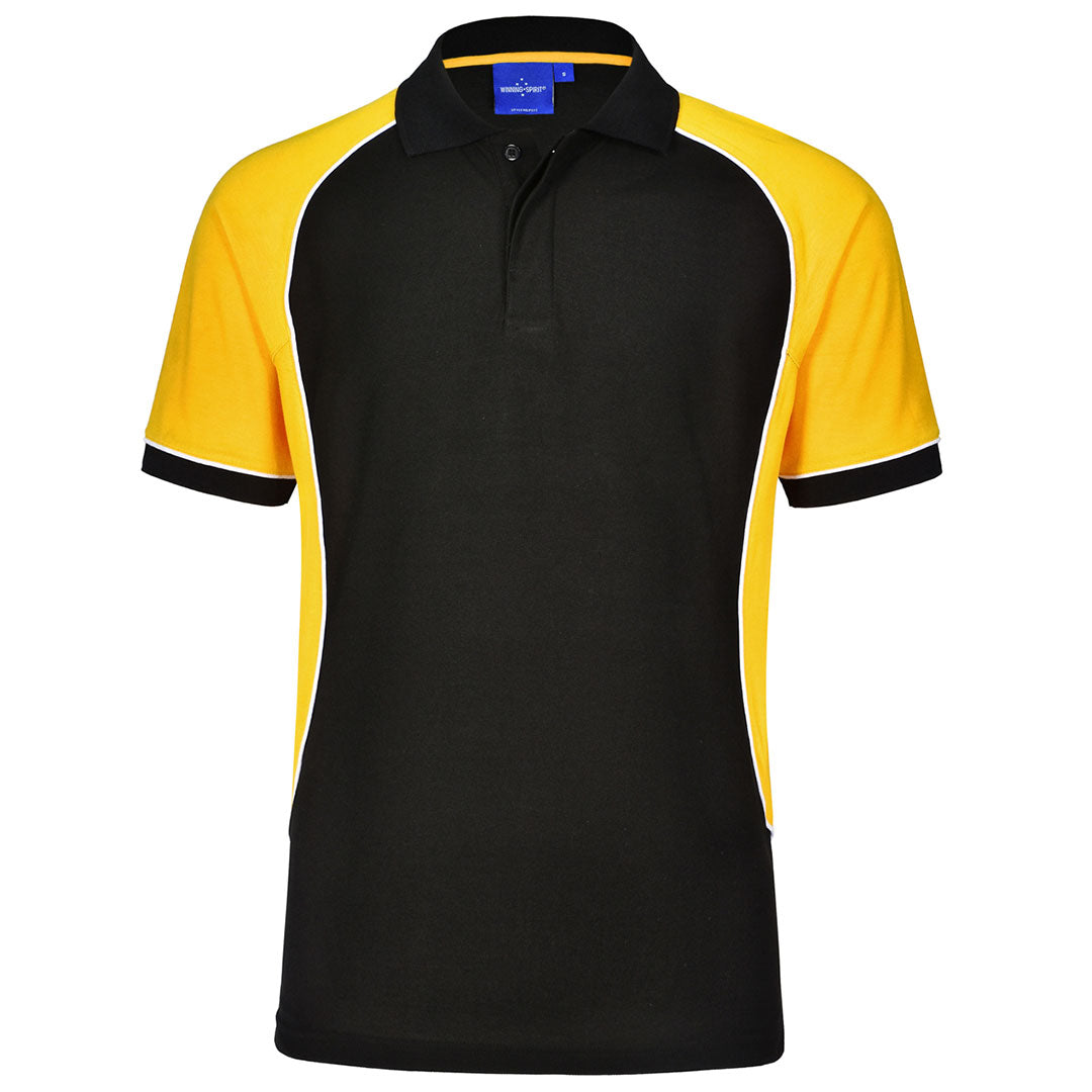 Winning Spirit The Arena Tri-Colour Polo | Mens Black/White/Gold Shirts & Tops