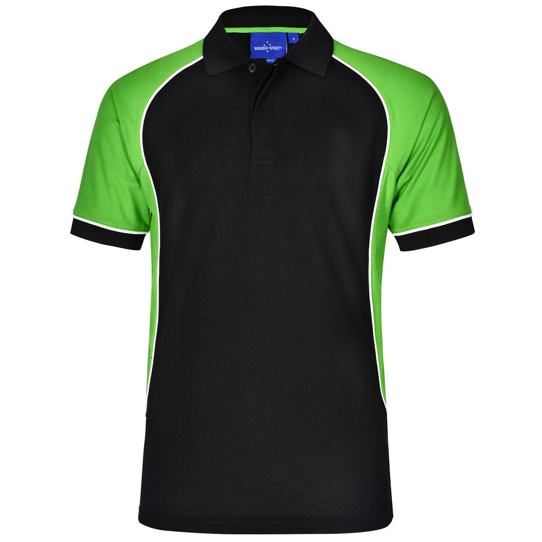 Winning Spirit The Arena Tri-Colour Polo | Mens Black/White/Green Shirts & Tops