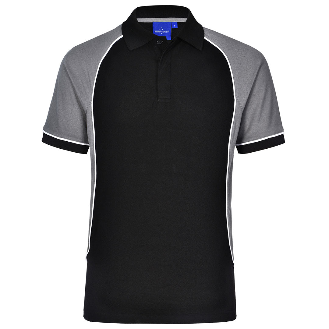Winning Spirit The Arena Tri-Colour Polo | Mens Black/White/Grey Shirts & Tops