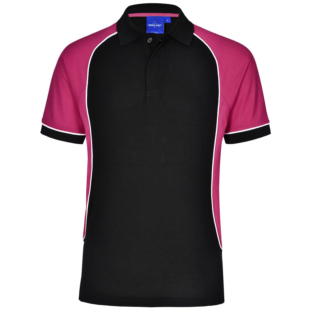 Winning Spirit The Arena Tri-Colour Polo | Kids Black/White/Magenta Shirts & Tops