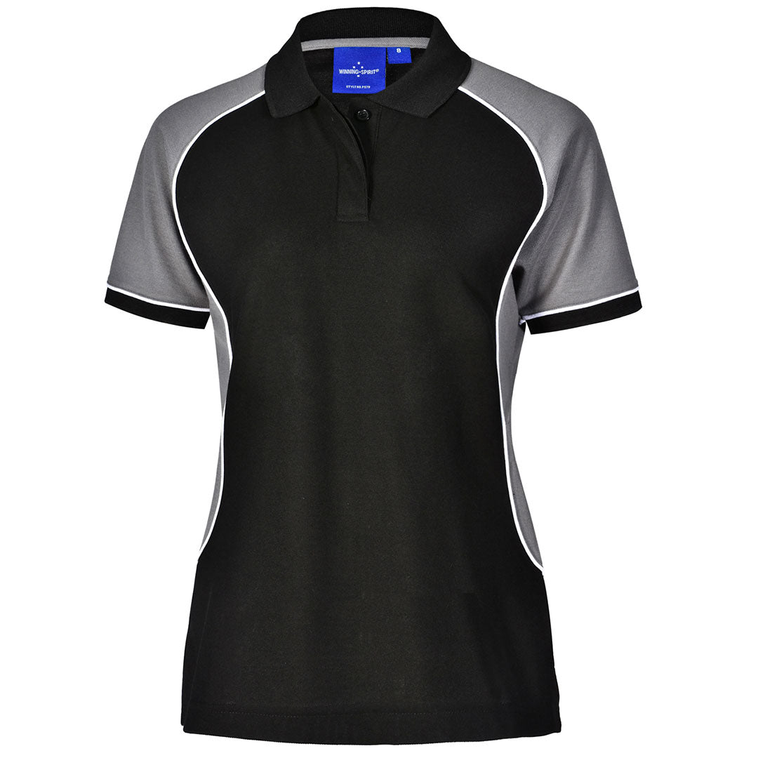Winning Spirit The Arena Tri-Colour Polo | Ladies Black/White/Grey Shirts & Tops