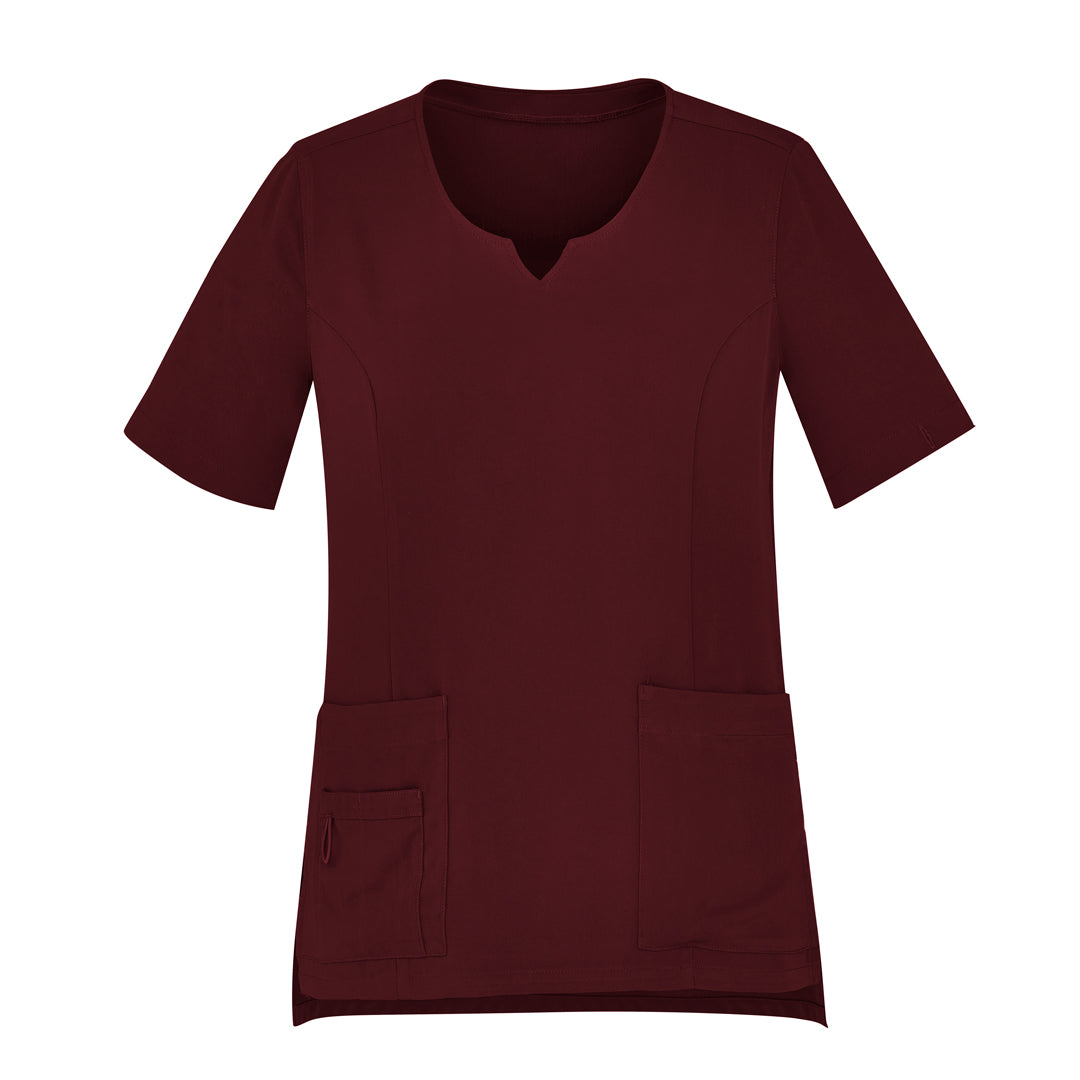 Biz Care The Avery Round Neck Scrub Top | Ladies Burgundy Scrubs