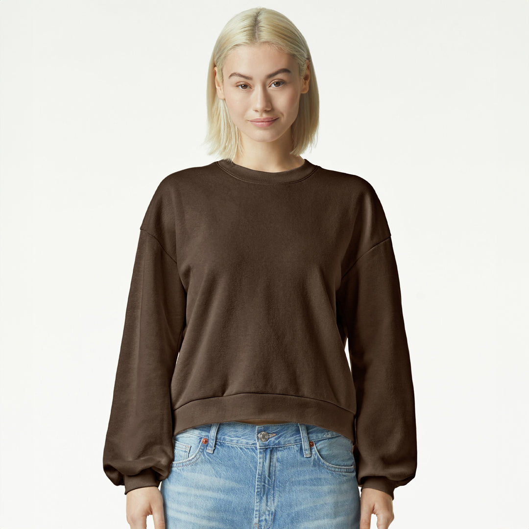 American Apparel The Reflex Crew Neck Jumper | Ladies Brown Shirts & Tops