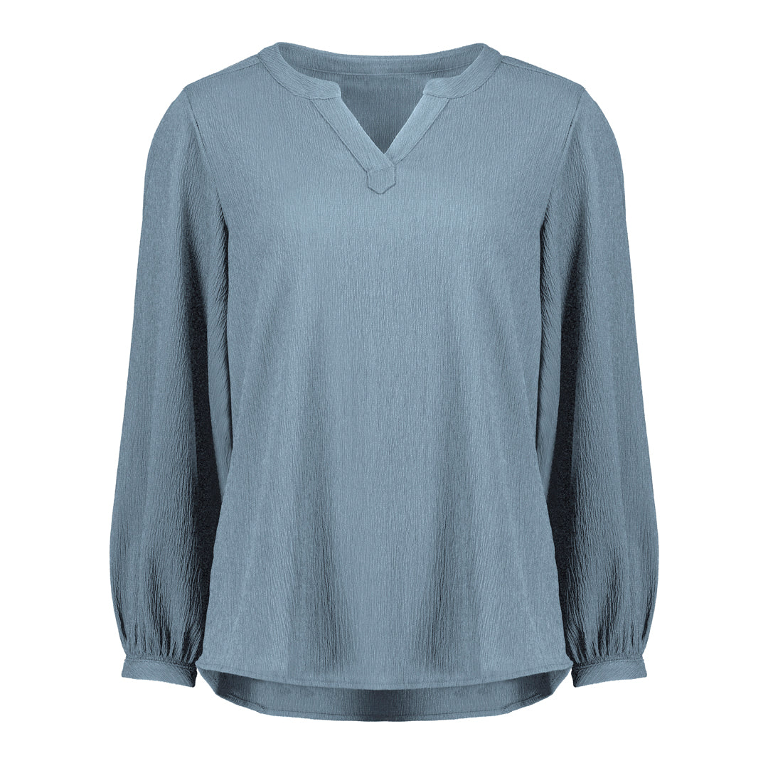 Biz Corporates The Ruche Tunic | Ladies | Long Sleeve Powder Shirts & Tops