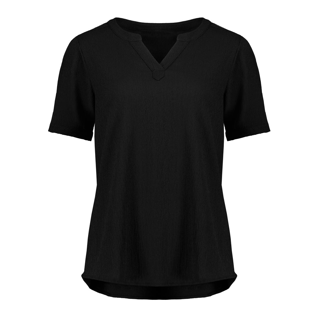 Biz Corporates The Ruche Tunic | Ladies | Short Sleeve Black Shirts & Tops