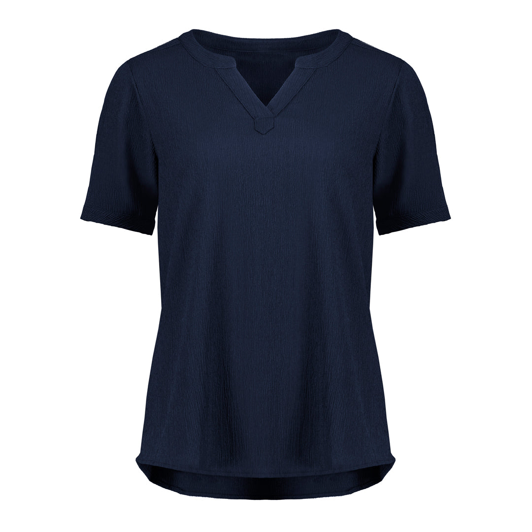 Biz Corporates The Ruche Tunic | Ladies | Short Sleeve Navy Shirts & Tops