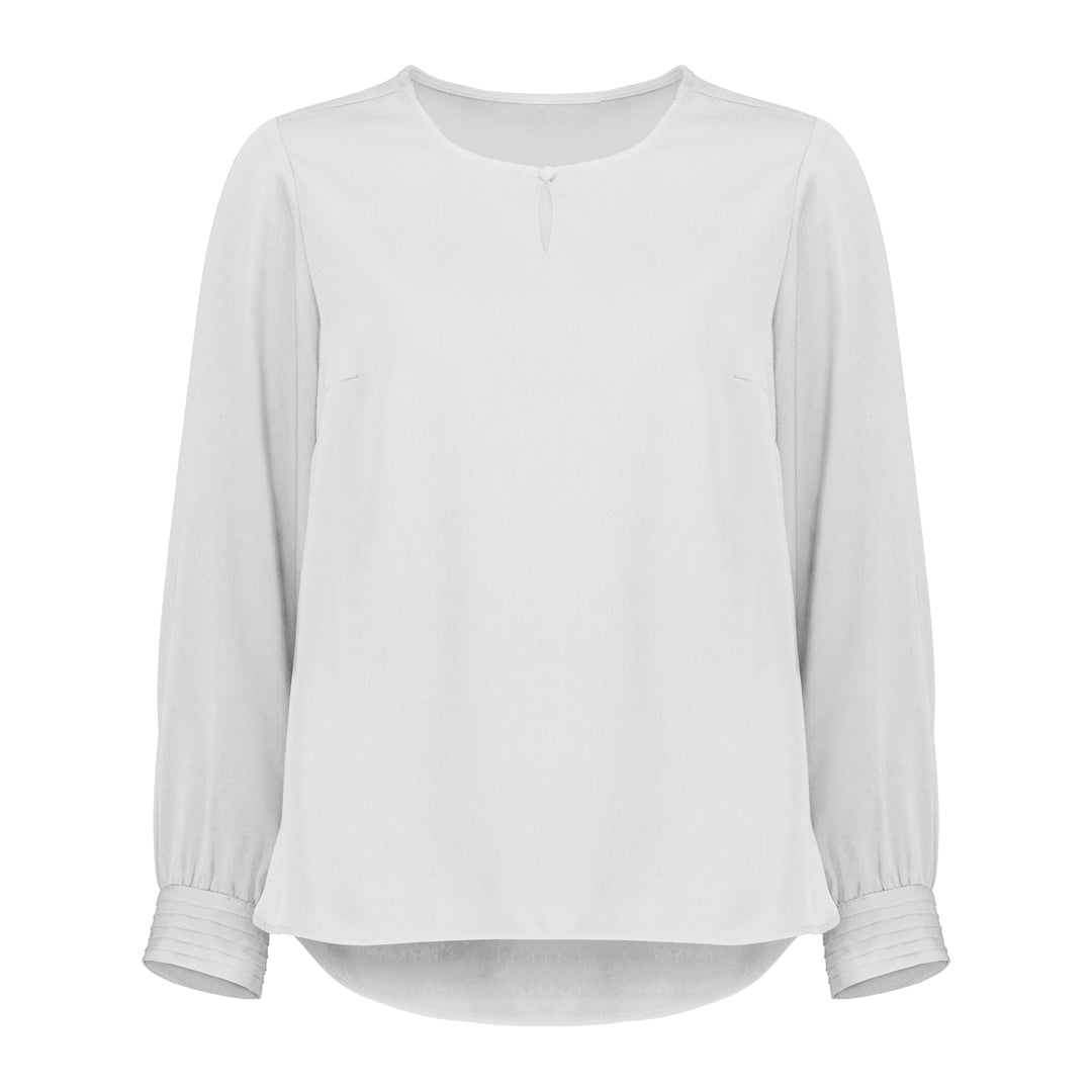 Biz Corporates The Evelyn Keyhole Blouse | Long Sleeve Ivory Shirts & Tops